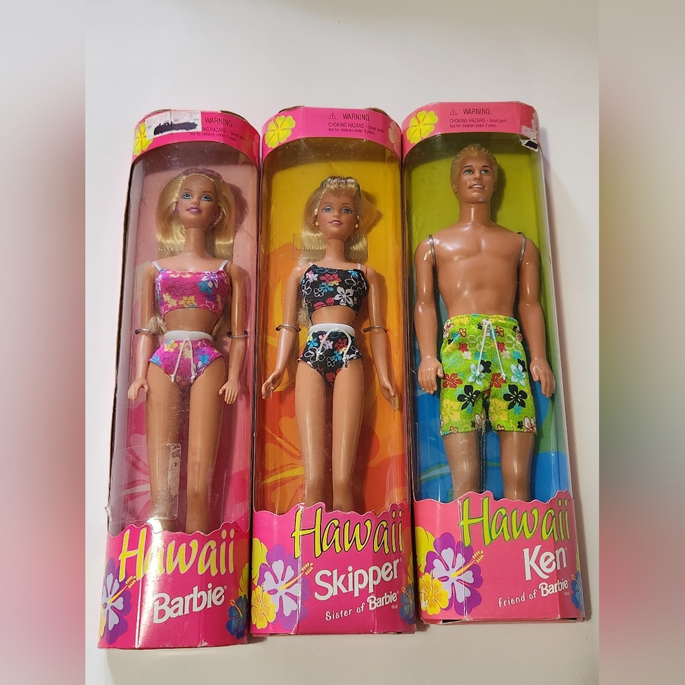 🌌 1999 Hawaii Barbie, Skipper & Ken Vintage Dolls 101 102 103